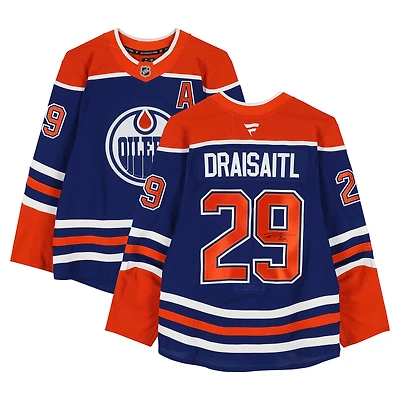 Maillot authentique professionnel Royal Fanatics autographié par Leon Draisaitl des Oilers d'Edmonton