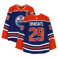 Maillot authentique professionnel Royal Fanatics autographié par Leon Draisaitl des Oilers d'Edmonton