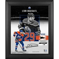 Collage encadré de 11 po x 14 po, reproduction de la signature des Oilers d'Edmonton de Leon Draisaitl, avec un morceau de rondelle utilisée lors du match - Édition limitée à 250 exemplaires