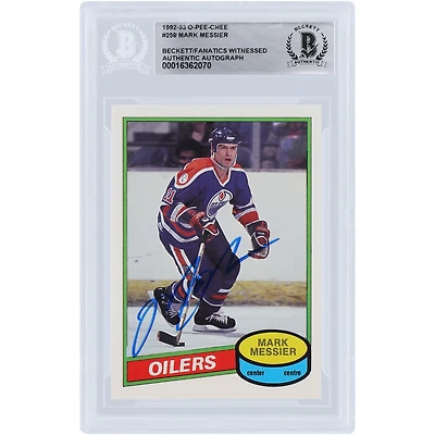 Carte authentifiée signée par Mark Messier des Oilers d'Edmonton O-Pee-Chee #258 Beckett 1992-93 par des fanatiques