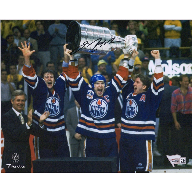 Mark Messier Edmonton Oilers Autographié 8" x 10" Photographie de la Coupe Raising