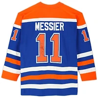 Maillot réplique autographié bleu Mitchell & Ness des Oilers d'Edmonton par Mark Messier