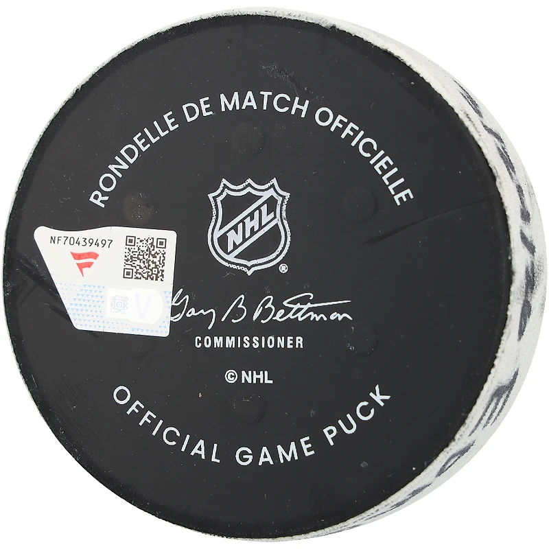 Matthew Savoie Edmonton Oilers Game-Used Goal Puck from March 24, 2026 vs. Utah Mammoth