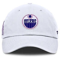 Casquette ajustable authentique Pro Hockey Fights Cancer des Oilers d'Edmonton pour hommes Fanatics blanche