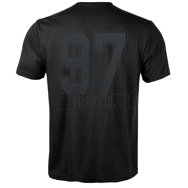 T-shirt noir Connor McDavid pour homme Levelwear avec nom et numéro Richmond Darkside des Oilers d'Edmonton