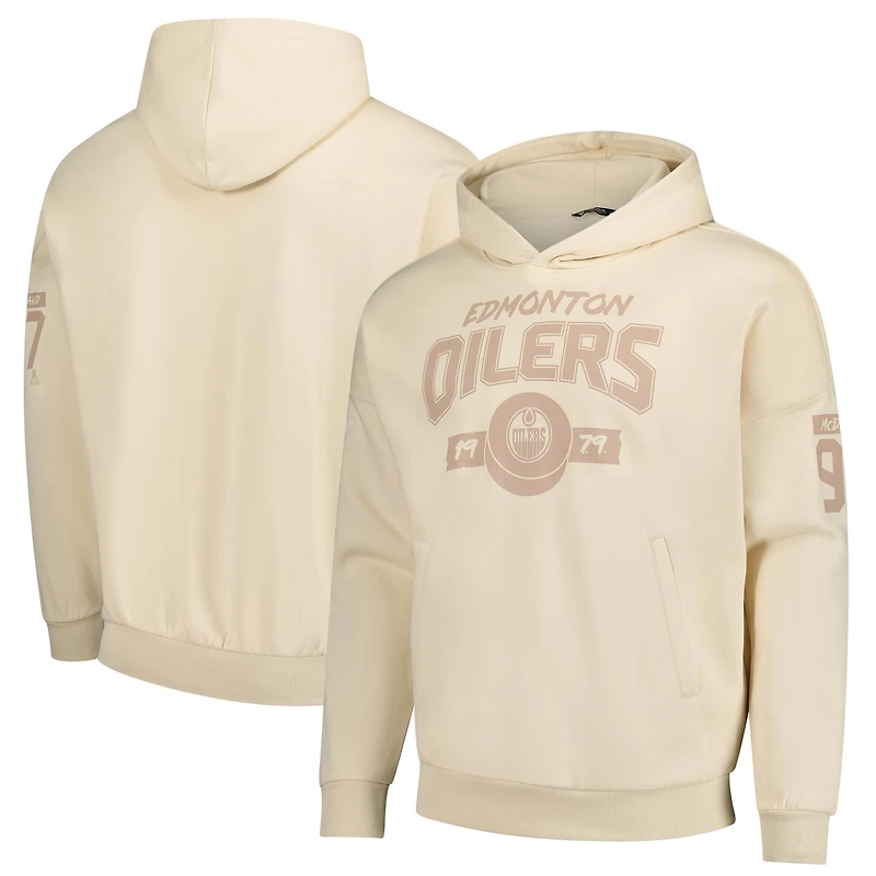 Sweat à capuche kaki Levelwear Connor McDavid pour homme avec nom et numéro des Oilers d'Edmonton