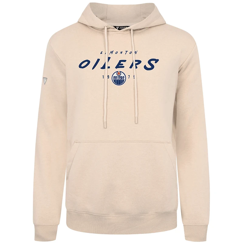 Sweat à capuche crème Levelwear pour homme, motif rayé sur le podium des Oilers d'Edmonton