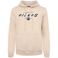 Sweat à capuche crème Levelwear pour homme, motif rayé sur le podium des Oilers d'Edmonton