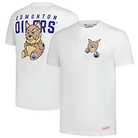 T-shirt en peluche blanc Mitchell & Ness pour homme avec logo des Oilers d'Edmonton