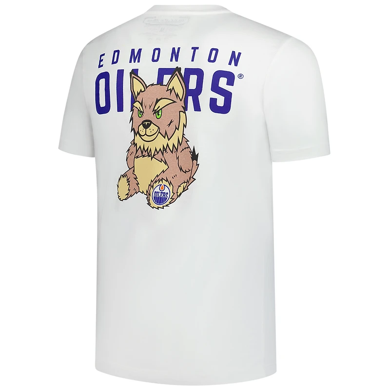 T-shirt en peluche blanc Mitchell & Ness pour homme avec logo des Oilers d'Edmonton