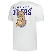 T-shirt en peluche blanc Mitchell & Ness pour homme avec logo des Oilers d'Edmonton