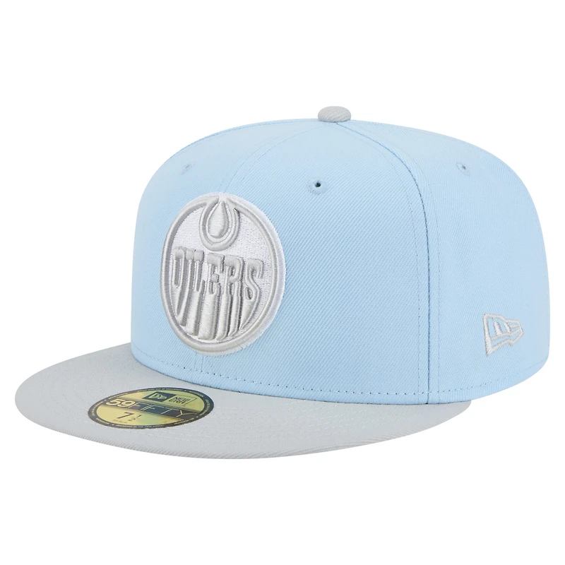 Men's New Era  Light Blue/Gray Edmonton Oilers Color Pack Two-Tone 59FIFTY Fitted Hat