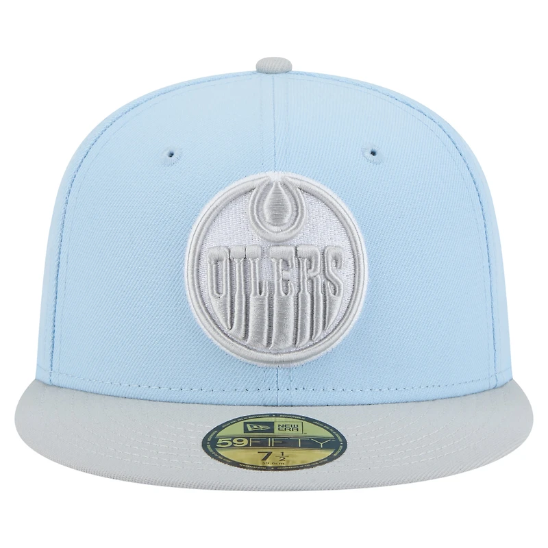 Men's New Era  Light Blue/Gray Edmonton Oilers Color Pack Two-Tone 59FIFTY Fitted Hat
