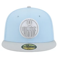Men's New Era  Light Blue/Gray Edmonton Oilers Color Pack Two-Tone 59FIFTY Fitted Hat