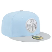 Men's New Era  Light Blue/Gray Edmonton Oilers Color Pack Two-Tone 59FIFTY Fitted Hat