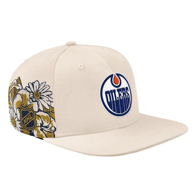 Casquette Snapback Starfit classique à fleurs blanches des Oilers d'Edmonton pour homme