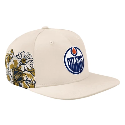 Casquette Snapback Starfit classique à fleurs blanches des Oilers d'Edmonton pour homme