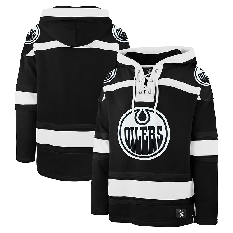 Chandail à capuchon lacets noir '47 pour hommes des Oilers d'Edmonton Ice