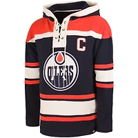 Men's '47 Connor McDavid Royal Edmonton Oilers Lacer Player Name & Number Pullover Hoodie