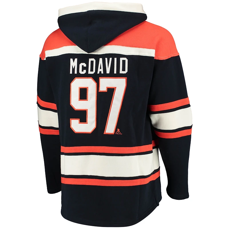 Men's '47 Connor McDavid Navy Edmonton Oilers Player Name & Number Lacer Pullover Hoodie