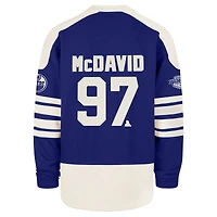 Sweat-shirt à capuche Connor McDavid Royal Edmonton Oilers '47 pour homme avec nom et numéro de joueur Sweep Check Eternal Lacer