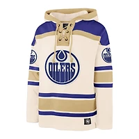 Men's '47  Cream Edmonton Oilers Nilley Superior Lacer Fleece Hoodie