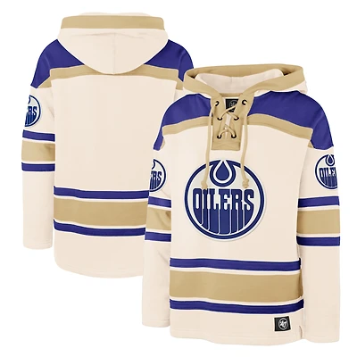 Men's '47 Cream Edmonton Oilers Nilley Superior Lacer Fleece Hoodie