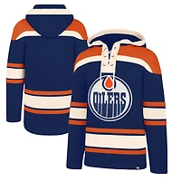 Pull polaire à capuche Edmonton Oilers bleu marine « 47 » pour homme