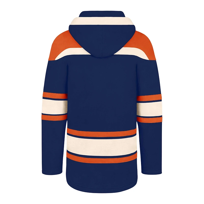 Men's '47 Navy Edmonton Oilers Lacer Fleece Pullover - Hoodie
