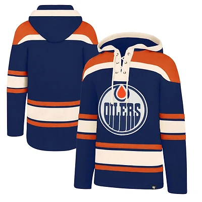 Men's '47 Navy Edmonton Oilers Lacer Fleece Pullover - Hoodie