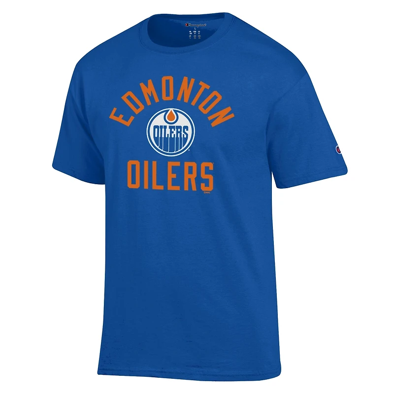 Men's Champion  Royal Edmonton Oilers Primary Logo Jersey T-Shirt