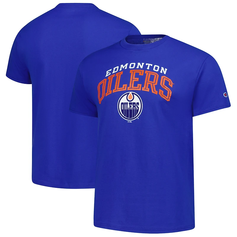 T-shirt Champion Royal Edmonton Oilers avec logo principal pour homme