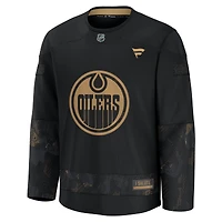 Maillot d'entraînement d'appréciation militaire Fanatics Black Edmonton Oilers 2024 pour hommes