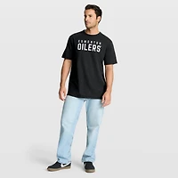 T-shirt Fanatics noir pour homme avec logo vieilli des Oilers d'Edmonton Play Stadium