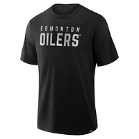 T-shirt Fanatics noir pour homme avec logo vieilli des Oilers d'Edmonton Play Stadium