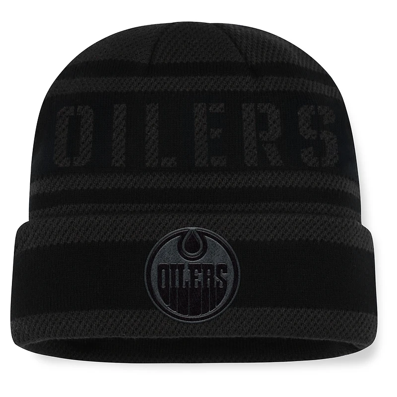 Men's Fanatics Black Edmonton Oilers Recon Cuffed Knit Hat