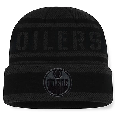 Bonnet en tricot à revers Fanatics Black Edmonton Oilers Recon pour hommes