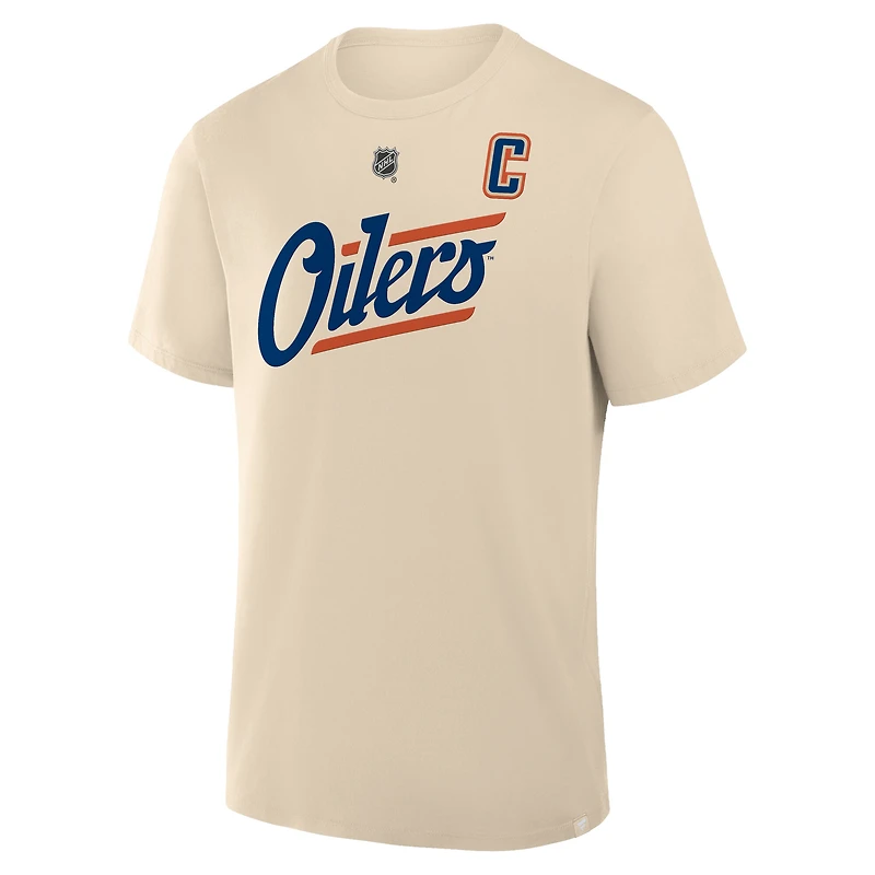 Men's Fanatics Connor McDavid Beige Edmonton Oilers Alternate Name & Number T-Shirt