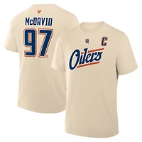 Men's Fanatics Connor McDavid Beige Edmonton Oilers Alternate Name & Number T-Shirt
