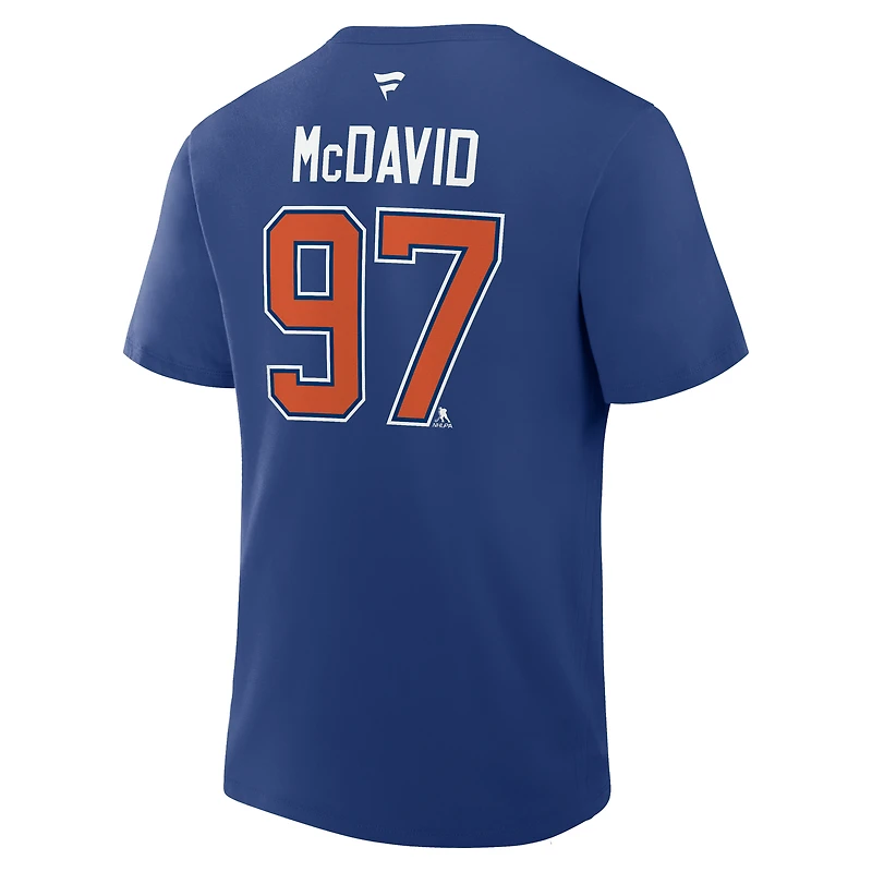 Men's Fanatics Connor McDavid Royal Edmonton Oilers Authentic Stack Name & Number T-Shirt