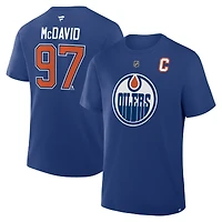 T-shirt authentique Fanatics Connor McDavid Royal Edmonton Oilers avec nom et numéro Stack
