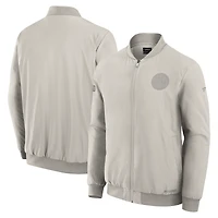 Blouson aviateur entièrement zippé Fanatics Cream Authentic Pro Road des Oilers d'Edmonton pour homme