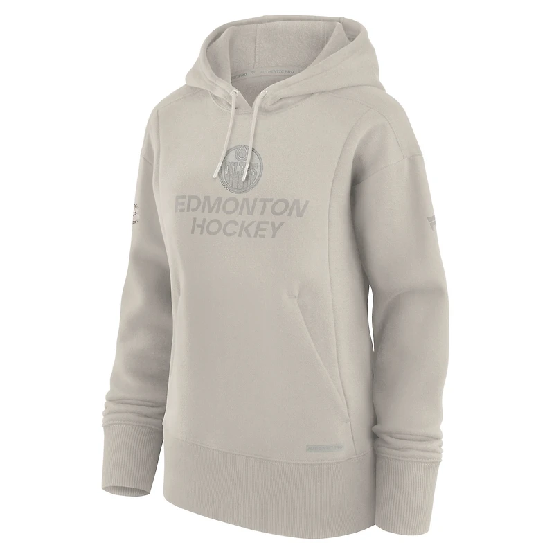 Blouson aviateur entièrement zippé Fanatics Cream Authentic Pro Road des Oilers d'Edmonton pour homme