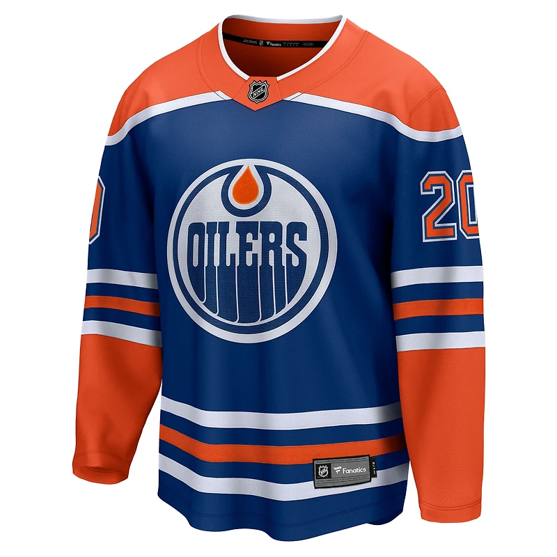 Maillot Fanatics Curtis Lazar Royal des Oilers d'Edmonton à domicile pour hommes