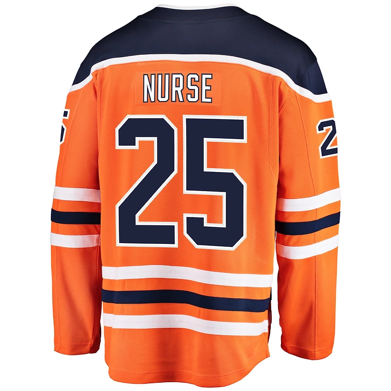 Fanatiques masculins de marque Darnell Nurse Orange Edmonton Oilers Breakaway - Maillot joueur