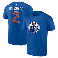 Men's Fanatics Evan Bouchard Royal Edmonton Oilers Authentic Stack Name & Number T-Shirt
