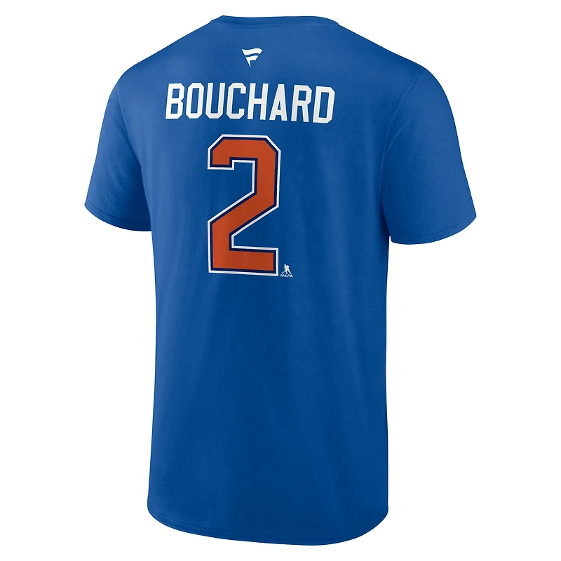 Men's Fanatics Evan Bouchard Royal Edmonton Oilers Authentic Stack Name & Number T-Shirt
