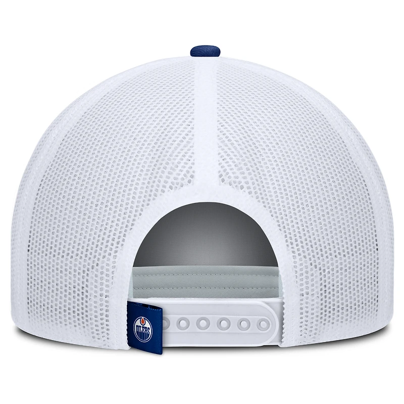 Casquette ajustable en forme de A Fanatics pour homme, gris/bleu royal, des Oilers d'Edmonton