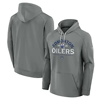 Sweat à capuche authentique Pro gris Fanatics pour homme des Oilers d'Edmonton, séries éliminatoires de la Coupe Stanley 2025