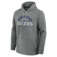 Sweat à capuche authentique Pro gris Fanatics pour homme des Oilers d'Edmonton, séries éliminatoires de la Coupe Stanley 2025